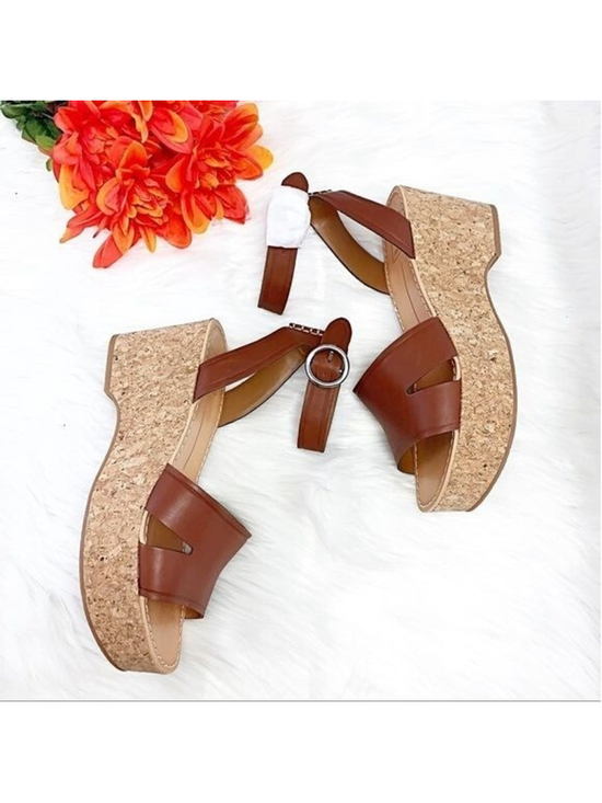 Dolce Vita Shoes - Dolce Vita Linda Cork Platform Slingback Sandal Brown Size 8.5- 0310